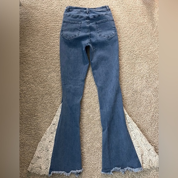 Three Bird Nest High Rise Jeans Crochet Boho Western Festival Fairycore Hippie - Picture 3 of 8